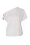 White Asymmetric Collar Button Detail Woven Blouse Twoss26Bz00842 - 5