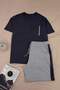 Big Size Navy Blue Regular Cut Panelled Cotton Piece Knitted Pajamas Set Tmnss26Ai00013 - 3
