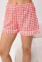 Kırmızı %100 Pamuklu Kalp ve Ekose Baskılı Biyeli Örme Pijama Takımı THMSS26PT00157 - 5