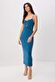 Petrol Düz Bodycon/Vücuda Oturan İnce Askılı Maxi Örme Elbise TWOSS26EL00732 - 4