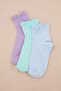 Lilac-Blue-Green 3-Piece Cotton Plain Knitted Socks Thmss26Co00024 - 2