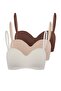 Brown-Multicolor 3-Piece Cotton Ribbed Covered Strapless Bra Thmss26Su00014 - 8