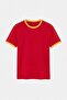 Red Off Shoulder Regular Fit Stripe Detailed 100% Cotton T-Shirt Tmnss26Ts00078 - 14