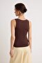 Brown Regular Halter Neck Sleeveless Tok 100% Cotton Knitted Undershirt Twoss26Al00101 - 4
