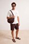 Brown Regular Fit Elastic Waist Shorts & Bermuda Tmnss26Sr00018