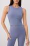 Blue Brushed Soft Fabric 2-Layer Padded Sports Bra Knitted Top/Blouse Thmss25Bz00001 - 3