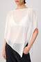 Ecru Plain Oversize Boat Neck Batwing Sleeve Sleeveless Cape Tulle Knitted Blouse Twoss26Bz01040 - 6