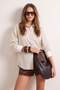 Bej Çizgili Oversize/Geniş Kesim Gömlek TWOSS26GO00155 - 2