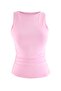 Pembe Düz Fitted Kayık Yaka Kolsuz Bağlama Detaylı Yumuşak Örme Bluz TWOSS26BZ00672 - 5