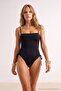 Black Strapless Covered Ribbed Regular Swimsuit Tbess26Ma00040 - 3