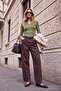 Wardrobe Essentials Kahverengi %100 Pamuk Dikiş Detaylı Normal Bel Baggy Jeans TWOAW27JE00018 - 3