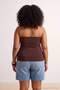 Kahverengi-Bej 2'Li Paket Fitted Crop Esnek Örme Bluz TBBSS26AF00083 - 4