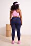 Lacivert Soft Fırçalı Kumaş Reflektör Baskı Detaylı Tam Boy Örme Spor Tayt TBBAW26BV00007 - 4