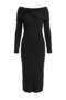 Siyah Carmen Yaka Bodycone Fitilli Maxi Boy Triko Elbise TWOAW27EL00012 - 5