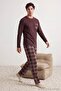 Brown Regular Plaid / Checkered Pocket Detailed Knitted Pajama Set Tmnaw27Pt00007 - 2