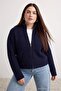Wardrobe Essentials Lacivert Çift Taraflı Fermuarlı Yumuşak Dokulu Triko Hırka TBBAW27AV00011 - 2
