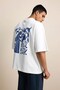 Men's Super Oversize Ancient Figure Printed Premium T-Shirt Ecru - 7