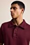 Men's Relaxed Fit Basic Polo Neck T-Shirt Claret Red - 4