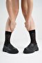 Women's Black Leather Flat Thick Sole Loafer Moccasin Shoes 4.5cm Byndlfrk02 - 3