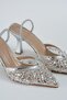 Women's Silver Isabella Strappy Lace Pointed Toe Evening Dress Shoes-Slippers-Sandals 8.5cm Byndprs - 6