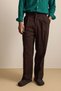 Men's Relaxed Fit Wide Leg Linen Look Pleated Trousers Brown - 3