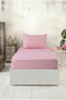 Tekstilla Pink Elastic Fitted Powder Color Single Pillowcase Sheet Set - 3