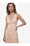 Floral Pink Women's Dress with Bow and Lace Detail 6Sak80160Ew - 3