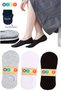 Set of 3 Women's Silicone Non-Slip Heeled Cotton Anti-Sweat Ballerina Socks - 4