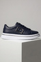 Inside and Outside Genuine Leather Men's Shoes, Navy Blue Color, Buckle Detail, Orthopedic Sole