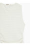 Bürümcük Fabric Slim Fit Draped Asymmetrical Cut Crew Neck Sleeveless Mini Dress - 5