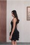 Burgundy Criss-Cross Halter Neck Layered Ruffle Detailed Mini Evening Dress/Graduation Dress - 2