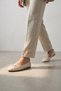 Cream Color Genuine Leather Women's Ballerinas with Bow Detail - 2