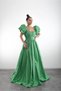 Strapless Balloon Sleeves Draped Lined Puffy Luxury Taffeta Dress