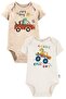 2-Pack 100% Cotton Car Organic Printed Snap Fastener Baby Bodysuit 193-204 - 3