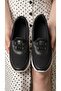 Women's Black-White Mesh Comfortable Mother Shoes with Lace Detail 2.5cm Byndoz02