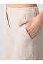 Stone 100% Linen Relaxed Cut High Waist Wide Leg Woven Trousers - 5