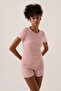 X Ece Pink Modal Fabric Short Sleeve Shorts Pajama Set Ribbed Pj4