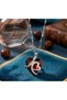 Transparent colored chain heart-shaped steel necklace with bright red embellished
