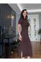 Brown Side Tie Modal Dress - 3