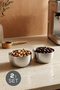 Set of 2 Silver Color Metal Snack Bowls, Sauce Bowls - 200 ml Presentation Bowl