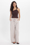 Women's Relax Fit Comfortable Cut, Elastic Waist with Laces, Soft Textured, Double Pocket Beige Trousers