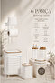 White Wooden Patterned Luna Square Spare Wc Paper Holder and 6 Piece Bathroom Set
