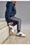 White Black Children's Sneaker Flat Sole Velcro Lace-Up Sports Shoes - 2