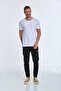 Sausage Collar Flamed Single Jersey Cotton White T-Shirt - 4