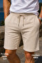 Men's Summer Synthetic Linen High Waist Elastic, Loose Fit Shorts C348