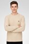 Men Crew Neck Crochet Long Sleeves Sweater, Beige