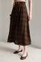 4870 Women's Plaid Slit Skirt with Thick Belt Khaki - 2