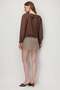 4863 women's ruffle-trimmed tie-neck long sleeve blouse - coffee - 3