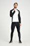 Black Sleeve White Garnished Zippered Long Sleeve Men's Riding T-Shirt - 3