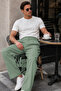 Xcedy Premium Men's High Waist Pleated Baggy Pants Comfortable Wide Cut Draped C358 Green - 5